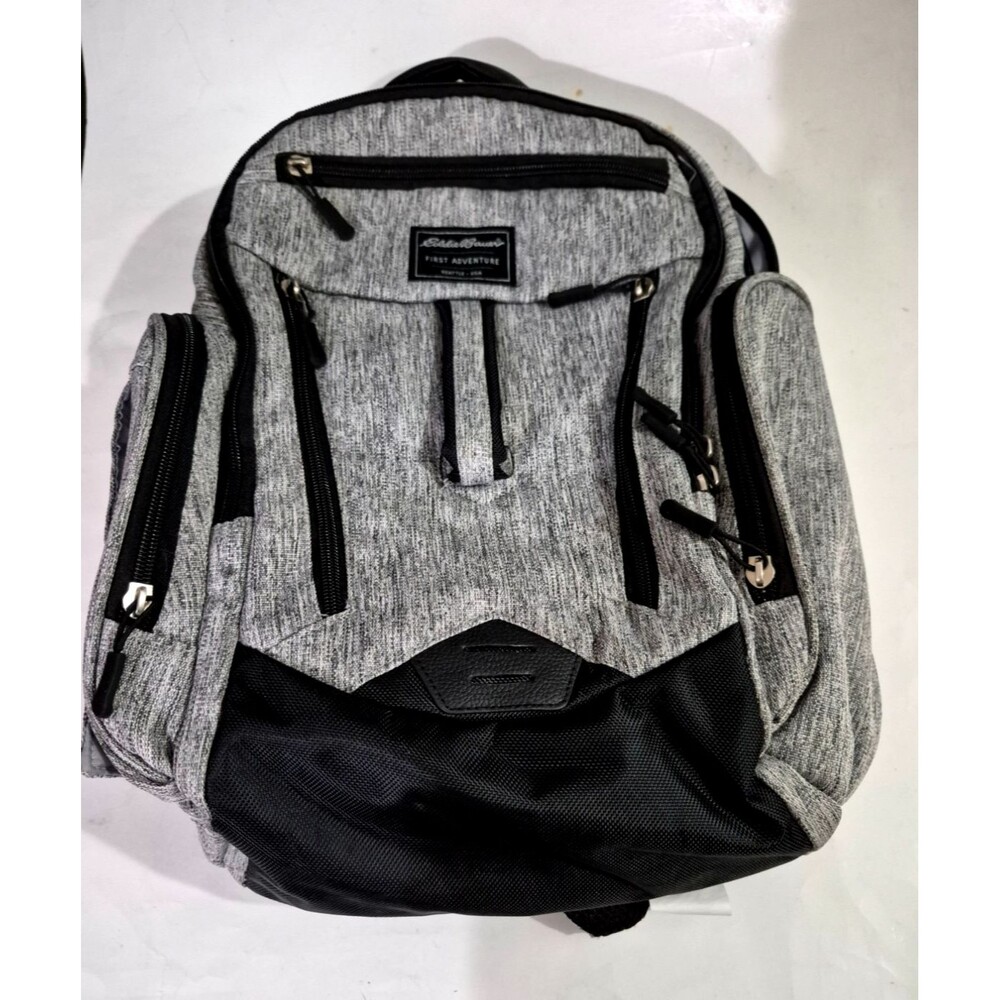Eddie Bauer Diaper Bag Gray Cascade First Adventure Wipes Pocket Straps Backpack